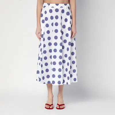 MOSCHINO FLARED WHITE SKIRT WITH POLKA DOTS
