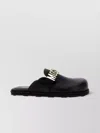 Moschino Logo-plaque Leather Mules In Black