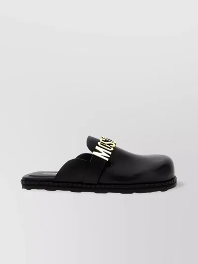 MOSCHINO FLAT SOLE ROUND TOE MULES