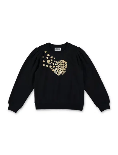 Moschino Kids' Fleece Heart In Schwarz