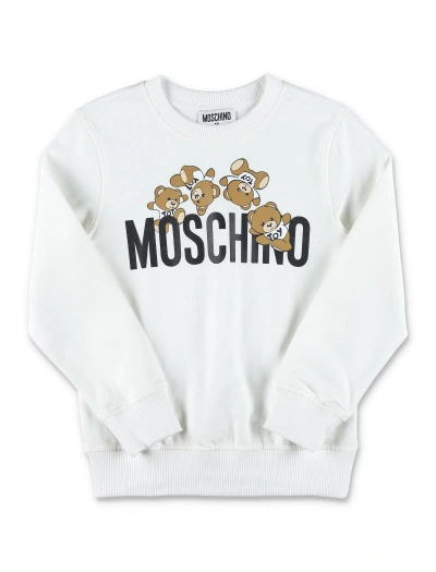 Moschino Kids' Fleece Logo Bear In White
