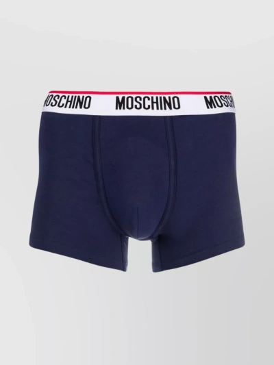 Moschino Flexible Waistband Contoured Pouch Hosiery In Blue