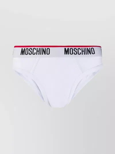 Moschino Flexible Waistband Cotton Hosiery In White