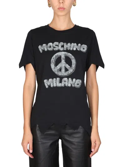 Moschino Couture Flinstones Print T-shirt In Black