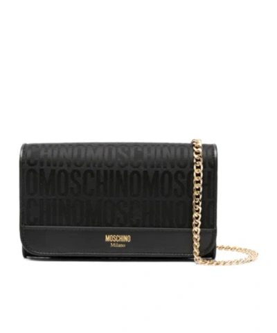 Moschino Flip Shoulder Bag In Black