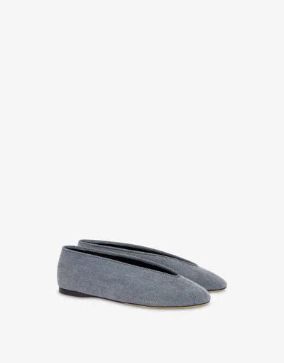 Moschino Flocked Denim Ballet Flats In Blue