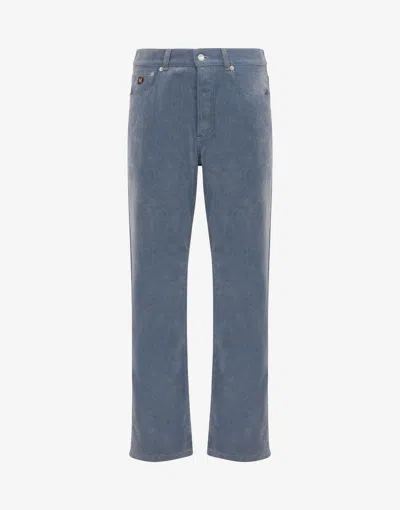 Moschino Flocked Denim Pants In Gray