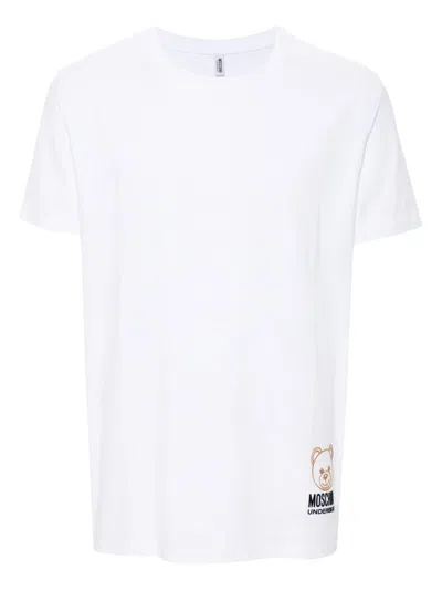 Moschino Flocked-logo T-shirt In Bianco