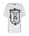 Moschino Flocked-teddy Logo T-shirt In White