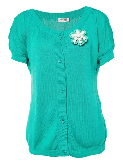 Pre-owned Moschino Floral-appliqué Cardigan
