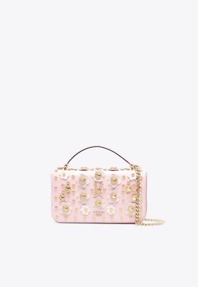 Moschino Floral Beaded Leather Shoulder Bag