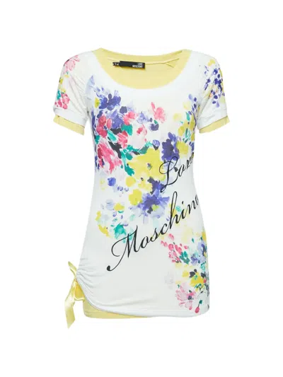 Pre-owned Moschino Floral Bow-detail Top In White