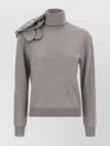 Moschino Floral Design Knit Sweater Turtleneck In Gray