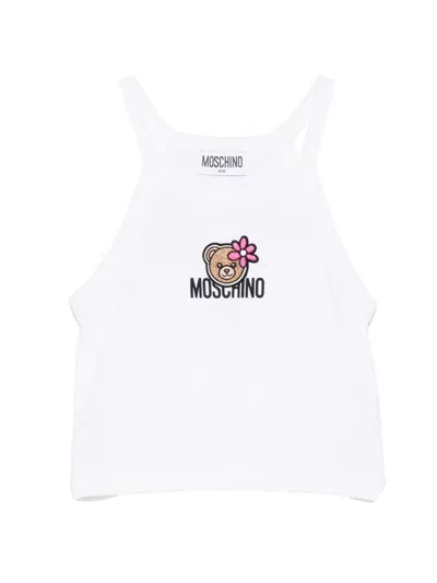 Moschino Kids' Floral Embroidered Top In White