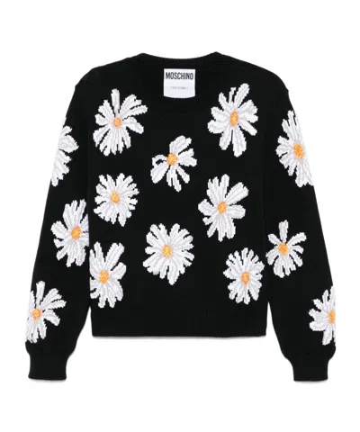 Moschino Floral Jacquard Sweater In Black