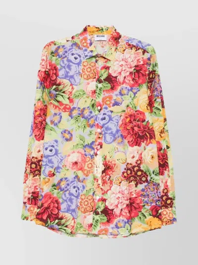 Moschino Floral Long Sleeve Button-down Collar Shirt In Multi