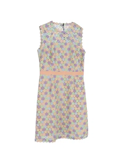 Pre-owned Moschino Floral-macrame Sheath Mini Dress In Neutral