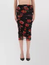 Moschino Scalloped Hem Floral Mesh Midi Skirt In Black