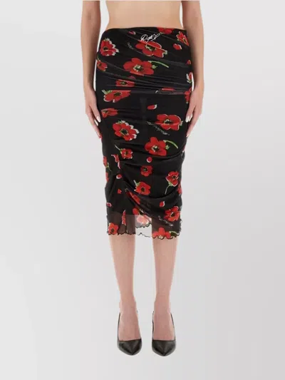 Moschino Floral Mesh Overlay Midi Dress