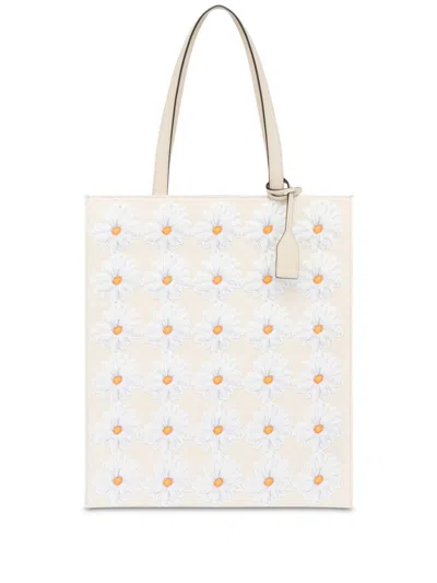 Moschino Floral Patch Tote Bag In ニュートラル