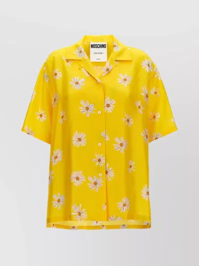 MOSCHINO FLORAL PATTERN COLLARED NECK SHORT SLEEVES SHIRT