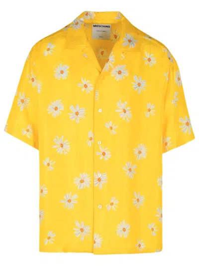 Moschino Floral-patterned Yellow Silk Shirt