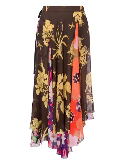 MOSCHINO FLORAL-PRINT ASYMMETRIC SKIRT