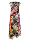 Moschino Floral-print Asymmetrical Dress In Black