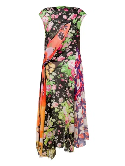 Moschino Floral-print Asymmetrical Dress In Black