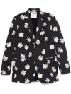 Moschino All-over Daisy Print Blazer In Black
