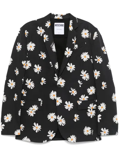 Moschino Floral-print Blazer In Black