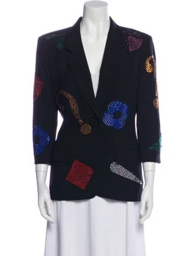 Pre-owned Moschino Floral Print Blazer In Blue
