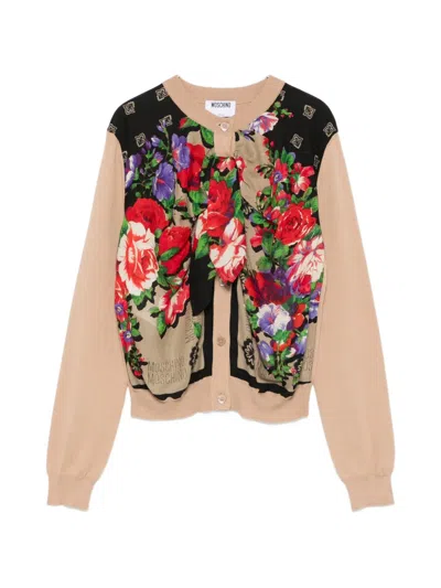 Moschino Floral-print Cardigan In Neutral