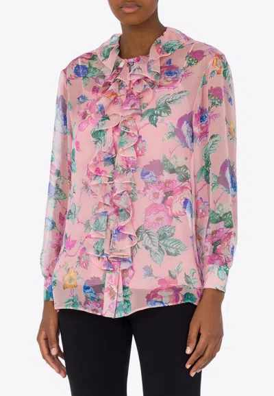Moschino Floral Print Chiffon Blouse