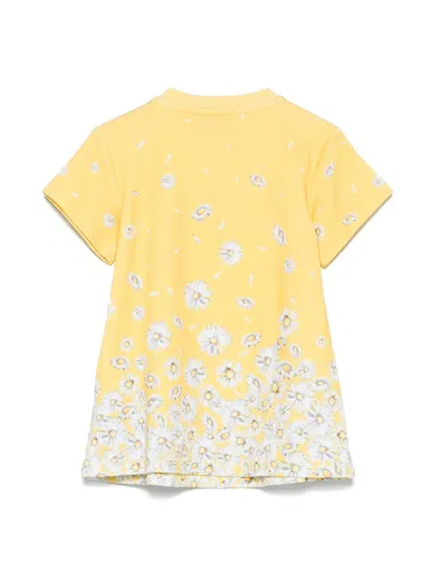 Moschino Babies' Floral-print Cotton Dress In Yellow