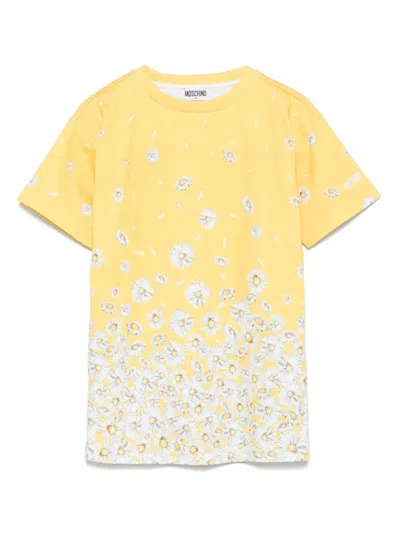 Moschino Kids' Floral-print Cotton Dress In Yellow