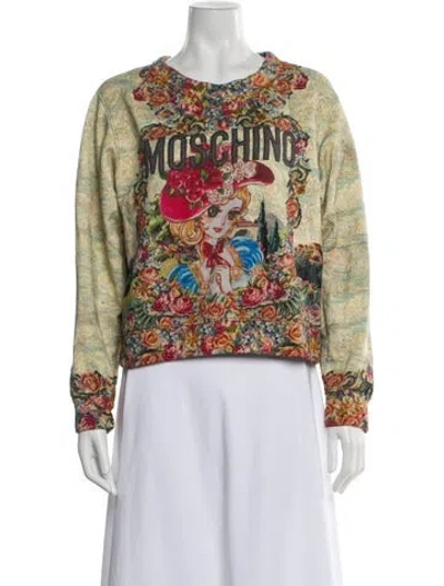 Pre-owned Moschino Floral Print Crew Neck Sweatshirt In Multi
