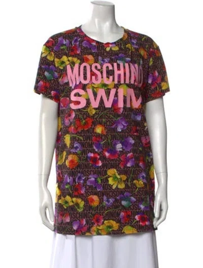 Pre-owned Moschino Floral Print Crew Neck T-shirt In Multi