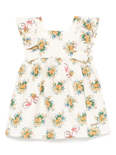 Moschino Babies' Floral-print Dress In 黄色