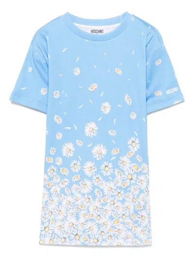 Moschino Kids' Floral-print Dress In Blue
