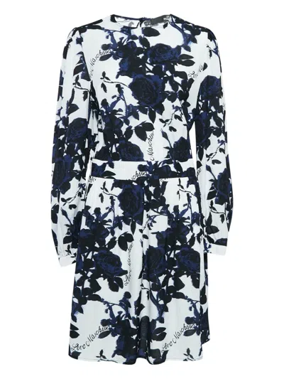 Pre-owned Moschino Floral-print Dress In White