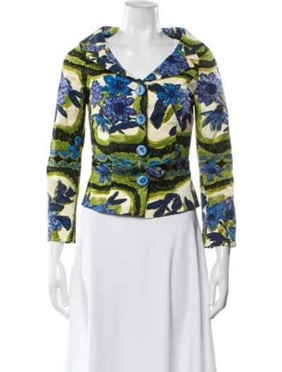 Pre-owned Moschino Floral Print Evening Jacket In Green