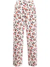 Moschino Floral-print High-waist Trousers In White