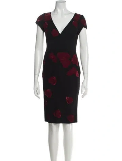 Pre-owned Moschino Floral Print Knee-length Dress In Black