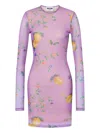 Moschino Floral-print Long-sleeve Mini Dress In Purple
