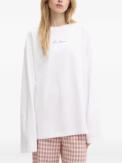 Moschino Floral-print Long-sleeve T-shirt In White