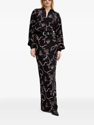 Moschino Floral-print Maxi Day Dress In Black