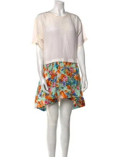 Pre-owned Moschino Floral Print Mini Dress In White