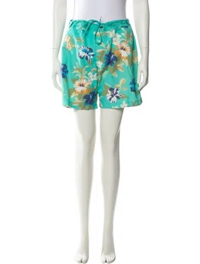 Pre-owned Moschino Floral Print Mini Shorts In Green