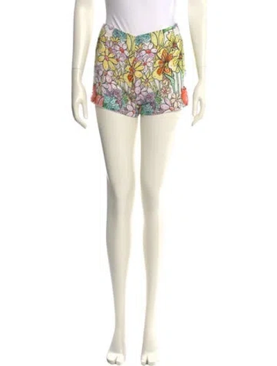 Pre-owned Moschino Floral Print Mini Shorts In White